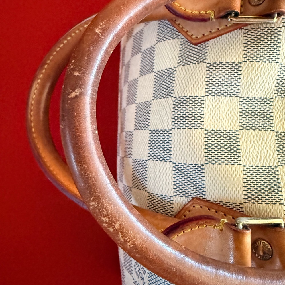 Louis Vuitton Damier Azur Canvas Satchel with Vachetta Leather Handles - Picture 7 of 14